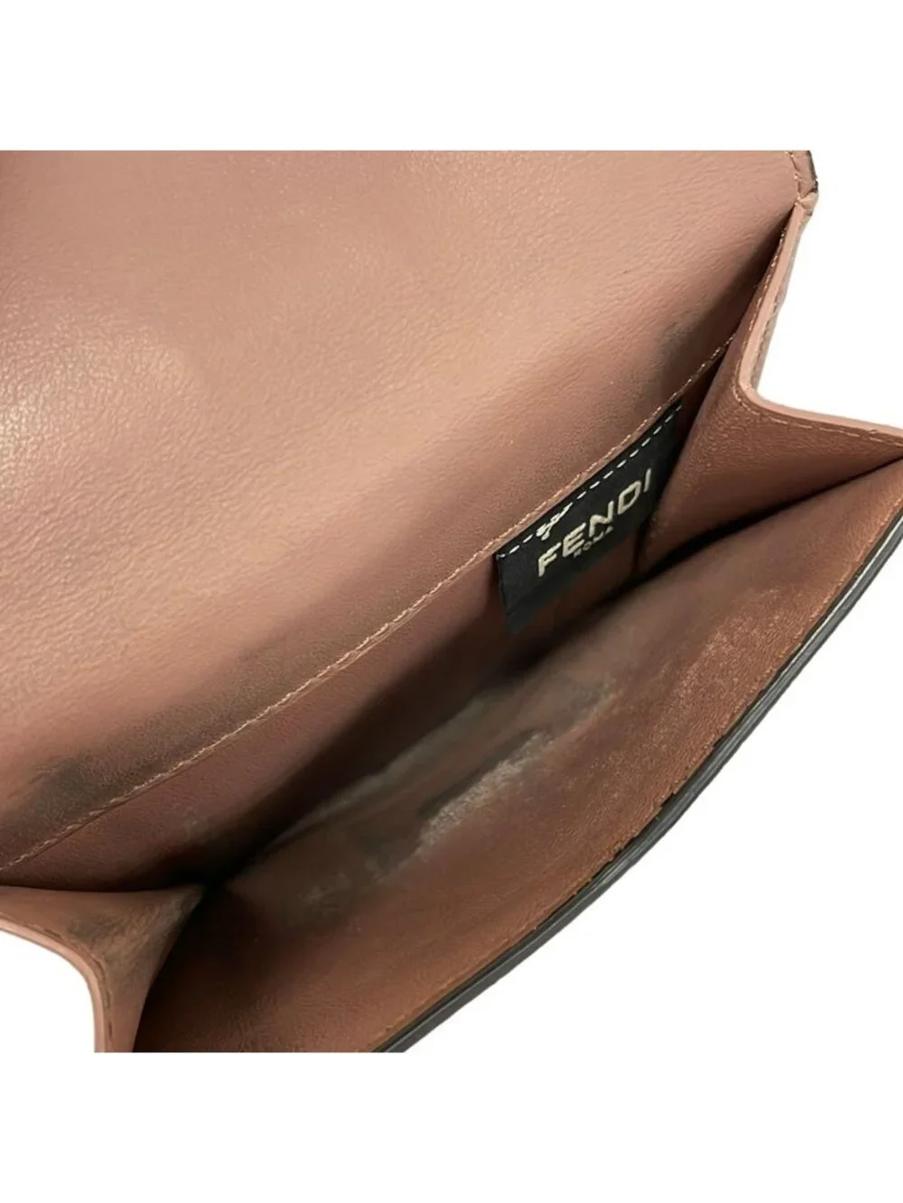 Fendi 2 Fold Wallet Peekaboo Compact Pink Turnlock Leather